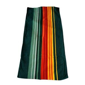 One Pendleton Flannel Pillowcases King Green Yellow Blue Stripe 100% Cotton